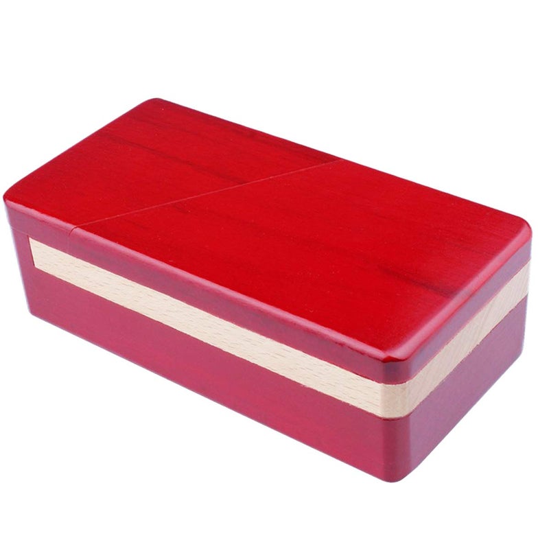 DC-BEAUTIFUL Impossible Puzzle Master Secret Opening Wooden Red Magic Box with Secret Drawer - Mysterious Gift Puzzle - Image 1
